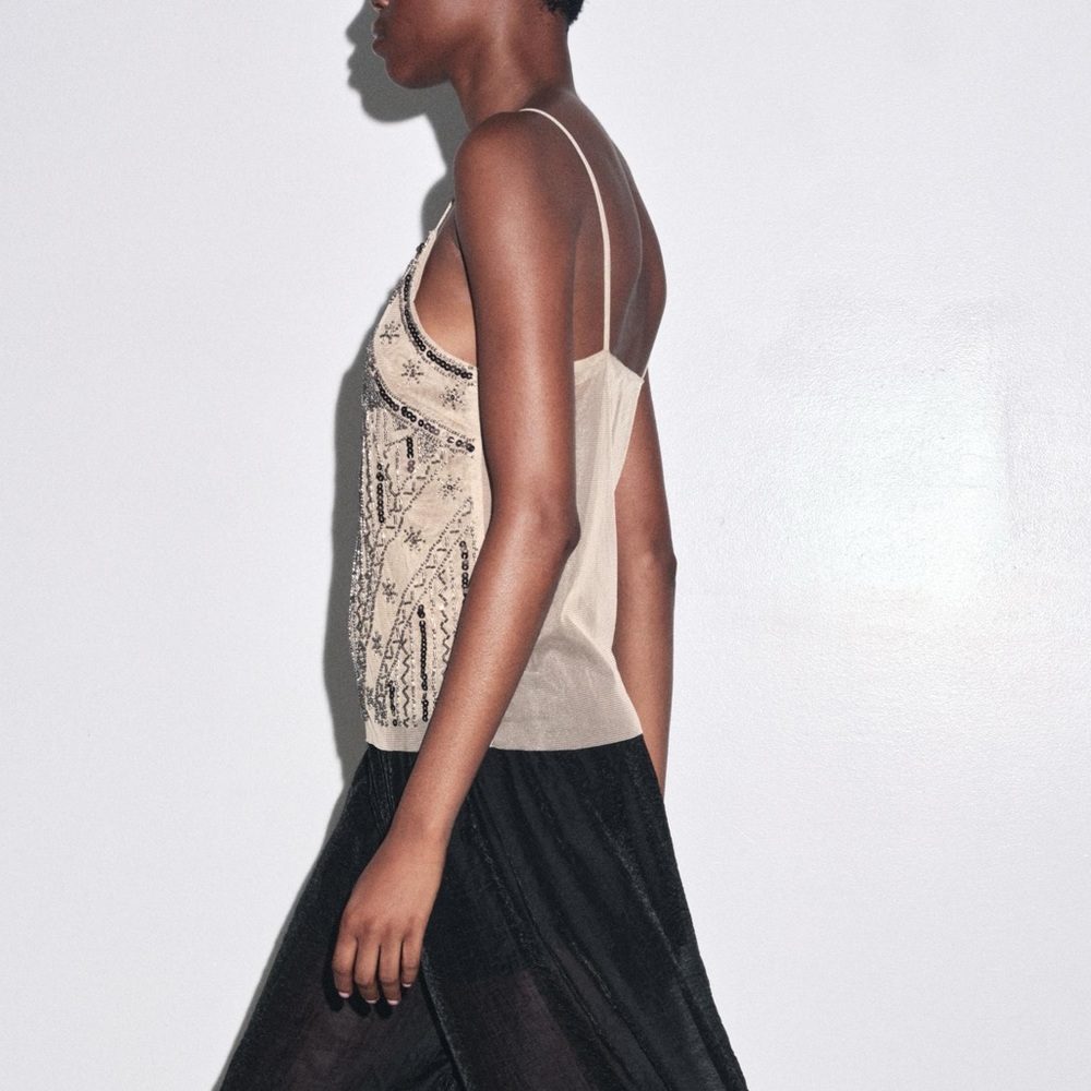 Zara embroidered beaded Embellished Camisole - Picture 5 of 6